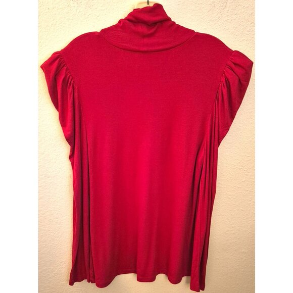 INC Red Exxagerated Long Sleeve Mock Neck Red Ribbed Top 1X NWT - Picture 4 of 7